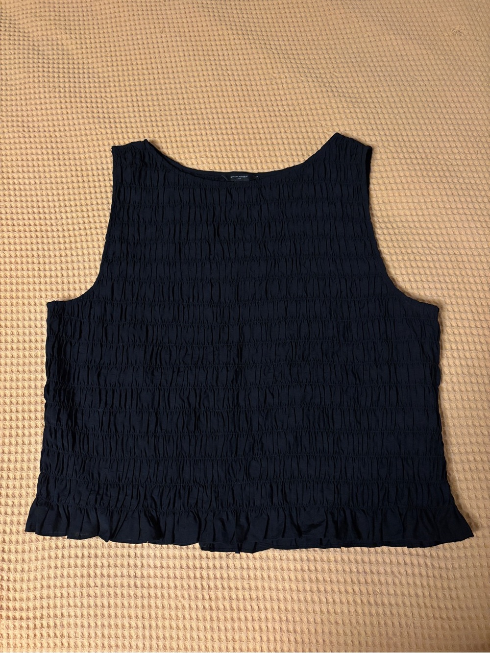 EUC Banana Republic Smocked Boatneck Tank Top | Black Blouse | Women’s Plus XXL